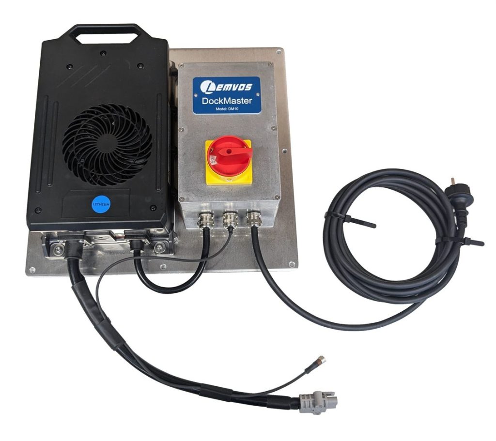 DockMaster shore-side charger and power cables